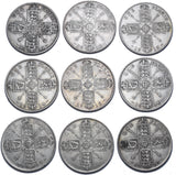 1911 - 1919 Florins Lot (9 Coins) - George V British Silver Coins - Date Run