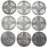 1911 - 1919 Florins Lot (9 Coins) - George V British Silver Coins - Date Run