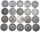 1879 - 1919 Shillings Lot (20 Coins) - British Silver Coins - All Different