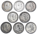 1902 - 1910 Sixpences Lot (8 Coins) - Edward VII British Silver Coins