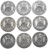1911 - 1919 Sixpences Lot (9 Coins) - George V British Silver Coins - Date Run