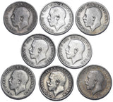 1911 - 1919 Sixpences Lot (8 Coins) - George V British Silver Coins