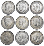 1911 - 1919 Threepences Lot (9 Coins) - George V British Silver Coins - Date Run