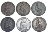1841 - 1858 Pennies Lot (6 Coins) - Victoria British Copper Coins
