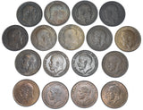 1902 - 1936 Pennies Lot (17 Coins) - British Bronze Coins - All Different