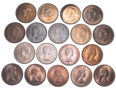 1937 - 1967 High Grade Pennies Lot (18 Coins) - British Bronze Coins