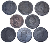 1697 - 1724 Halfpennies Lot (8 Coins) - British Copper Coins - All Different