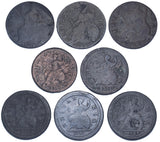 1697 - 1724 Halfpennies Lot (8 Coins) - British Copper Coins - All Different