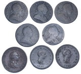 1770 - 1807 Halfpennies Lot (8 Coins) - British Copper Coins - All Different