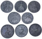 1770 - 1807 Halfpennies Lot (8 Coins) - British Copper Coins - All Different