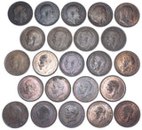 1902 - 1936 Halfpennies Lot (23 Coins) - British Bronze Coins - All Different