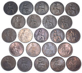 1902 - 1936 Halfpennies Lot (23 Coins) - British Bronze Coins - All Different