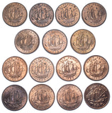 1953 - 1970 High Grade Halfpennies Lot (15 Coins) - British Bronze Coins