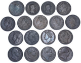 1799 - 1837 Farthings Lot (17 Coins) - British Copper Coins - All Different