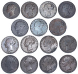 1838 - 1858 Farthings Lot (15 Coins) - British Copper Coins - All Different