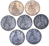 1895 - 1901 Better Grade Farthings Lot (7 Coins) -Victoria British Bronze Coins