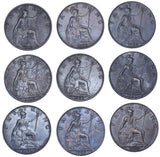 1902 - 1910 Better Grade Farthings Lot (9 Coins) - Edward VII British Bronze