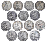 1836 - 1855 Groats Lot (14 Coins) - Victoria British Silver Coins -All Different