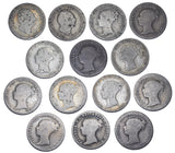 1836 - 1855 Groats Lot (14 Coins) - Victoria British Silver Coins -All Different