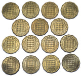 1953 - 1967 Brass Threepences Lot (15 Coins) - Elizabeth II British Coins