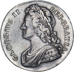 1739 Crown - George II British Silver Coin - Nice