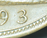 1893 Penny (3 Over 2) - Victoria British Bronze Coin - Nice