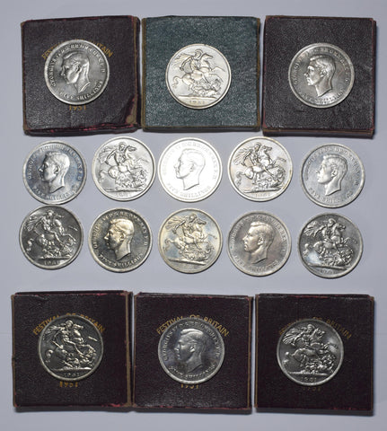 1951 Crowns Lot (16 Coins) - George VI British Coins - High Grades