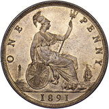 1891 Penny - Victoria British Bronze Coin - Superb