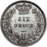 1881 Sixpence - Victoria British Silver Coin - Very Nice