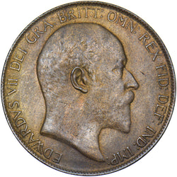 1907 Penny - Edward VII British Bronze Coin - Very Nice