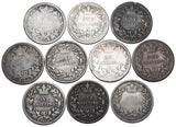 1838 - 1868 YH Shillings Lot (10 Coins) - Victoria British Silver Coins