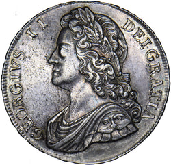1741 Crown - George II British Silver Coin - Very Nice