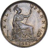 1887 Halfpenny - Victoria British Bronze Coin - Superb