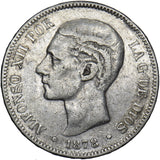 1878 Spain 5 Pesetas - Silver Coin - Nice