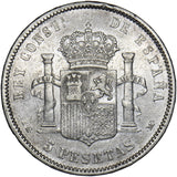 1878 Spain 5 Pesetas - Silver Coin - Nice