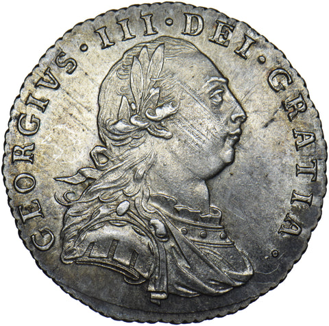 1787 Sixpence (No hearts.) - George III British Silver Coin - Very Nice
