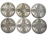 1920 - 1926 Florins Lot (6 Coins) - All Different, Better Grades - GB Silver