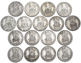1920 - 1936 GV Shillings Lot (17 Coins) - Better Grade Date Run - British Silver