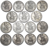 1937 - 1951 English Shillings Lot (15 Coins) - High Grade Date Run - GB Silver