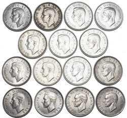 1937 - 1951 Scottish Shillings Lot (15 Coins) - High Grade Date Run - GB Silver