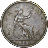 1864 Penny (Crosslet 4) - Victoria British Bronze Coin