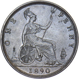 1890 Penny - Victoria British Bronze Coin - Very Nice