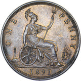 1891 Penny - Victoria British Bronze Coin