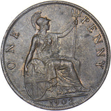 1902 Penny (Low tide) - Edward VII British Bronze Coin - Very Nice