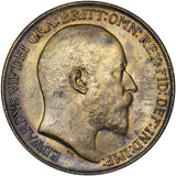 1910 Penny - Edward VII British Bronze Coin - Very Nice