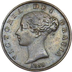 1858 Halfpenny (8 over 6) - Victoria British Copper Coin
