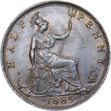1885 Halfpenny - Victoria British Bronze Coin - Very Nice