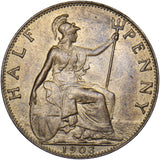 1903 Halfpenny - Edward VII British Bronze Coin - Superb