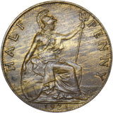 1921 Halfpenny - George V British Bronze Coin - Very Nice