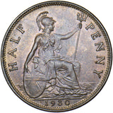 1930 Halfpenny - George V British Bronze Coin - Very Nice